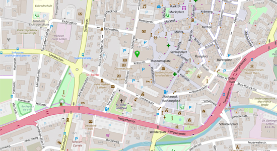 Termin vereinbaren in der orthopädischen Praxis Orthoteam-Lahr von Dr. Gemidji und Dr. Köller - Routenplaner - Bild zeigt den Standort in einer Straßenkarte