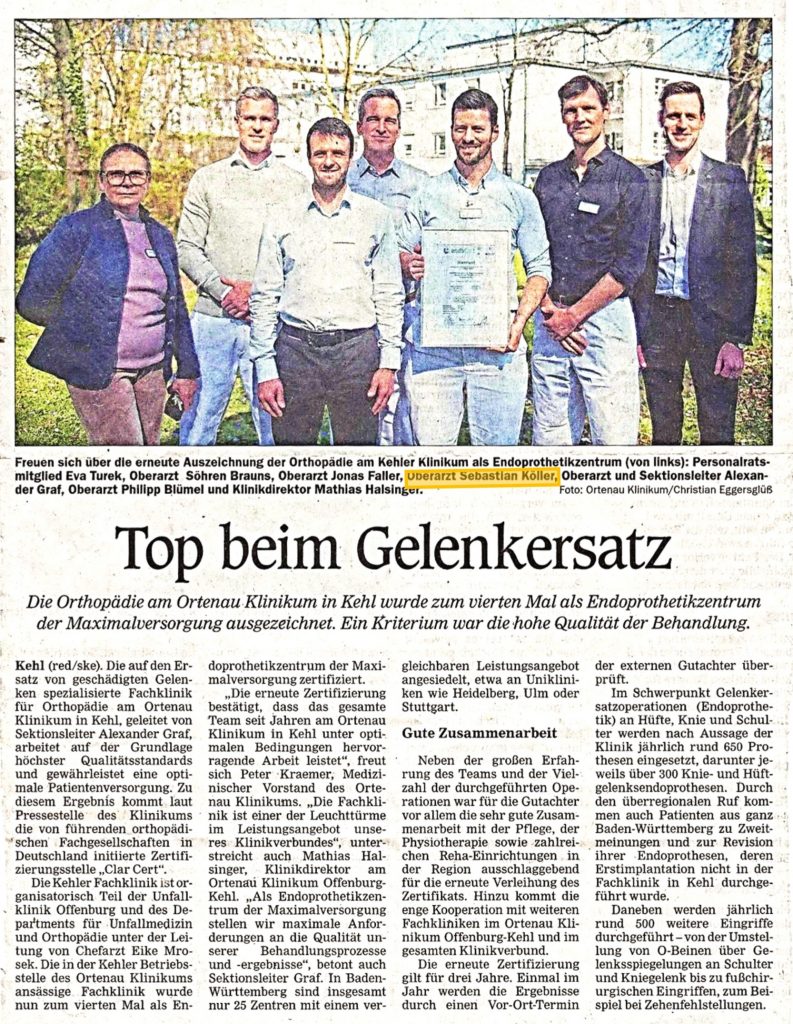 Auszeichnung-für-Endoprothetik-Künstlicher-Gelenkersatz